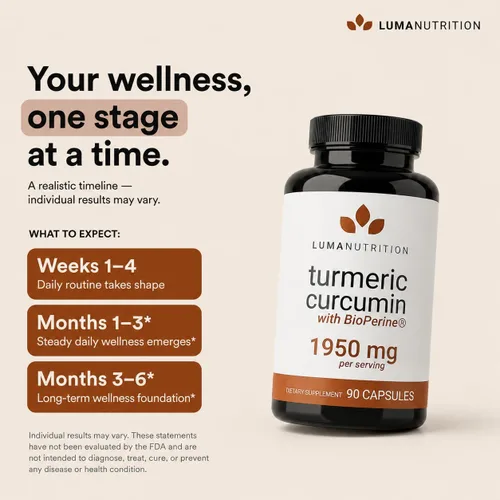 Vista 7 de Luma Nutrition Curcumina de cúrcuma con pimienta negra, 95% curcuminoides, 1950 mg por porción, suplemento de cúrcuma premium, con BioPerine