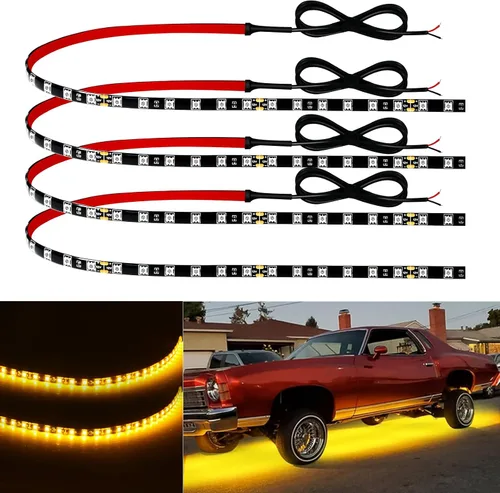 Vista 10 de Keiurot Tira de luces LED para automóvil, 24 pulgadas, conectable, azul, para coches, barcos, carros de golf, camiones, impermeables, 12 V, paquete
