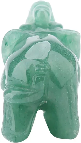 Vista 9 de Akozon Figuras de 2 pulgadas de jade tallado de elefante de cristal, decoración del hogar, artículo de mobiliario (turina verde)