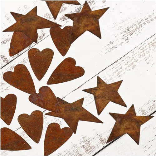Vista 2 de 1 – 1/4" Bulk oxidadas tin-tiques – Corazones Folk 100pcs