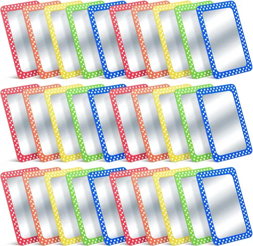 Vista 7 de Dandat - 10 espejos pequeños para niños de 6 x 4 pulgadas, colores clásicos