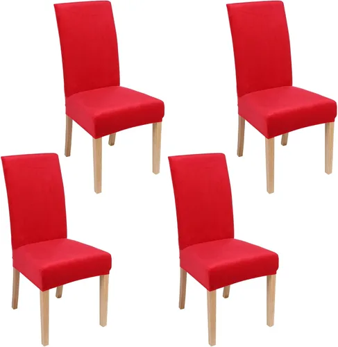 Vista 27 de smiry - Fundas para sillas de comedor de terciopelo elástico y suave, extraíbles, Terciopelo, Beige
