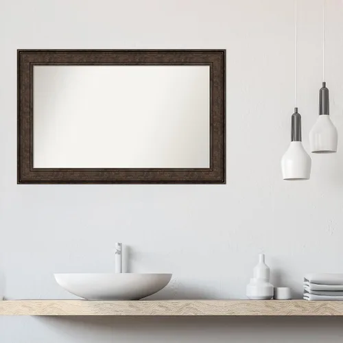 Vista 1037 de Amanti Art Espejo de pared personalizado no biselado (25 x 25 pulgadas), marco de bronce acentuado, varios tamaños personalizados, espejo de baño