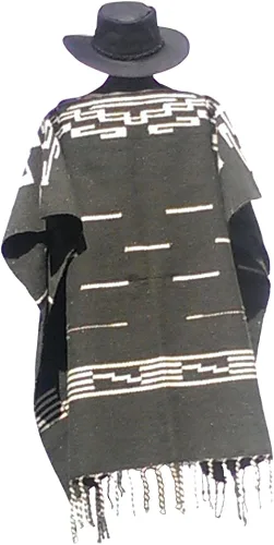 Vista 3 de Sharpshooter Clint Eastwood Spaghetti Western Original Pattern 100% lana Poncho con sombrero de cuero