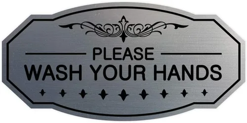 Vista 40 de Signs ByLITA Letrero Victoriano Please Wash Your Hands (Negro) - Pequeño