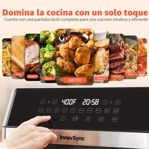 Vista 5 de Freidora de aire doble grande de 12 cuartos de galón, freidora de aire de doble zona 10 en 1, panel fácil de 60° con pantalla táctil completa, 2