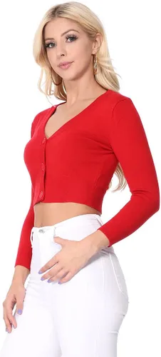 Vista 4 de YEMAK - Chaqueta de punto para mujer, manga 34, con botones, (S-4X)