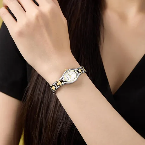 Vista 6 de GOLDEN HOUR Reloj de pulsera ovalado vintage de tono dorado para mujer