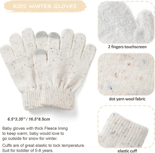 Vista 5 de Toddler Hat Scarf Glove Set 2t-4t Boy Girls Winter Beanie Hat Neck Warmer Mitten Kids Hats And Gloves Ages 4-8 Fleece Lined