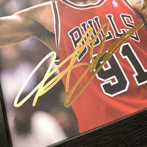 Vista 3 de ORIMAMI Póster deportivo de la superestrella Dennis Rodman de 8 x 6 pulgadas, con película firmada y de 0.039 x 1.378 in, gran regalo de recuerdo