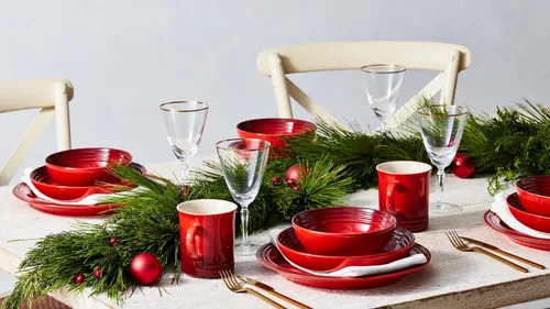 Vista 6 de Le Creuset Juego de vajilla de gres, 16 piezas, Cerise