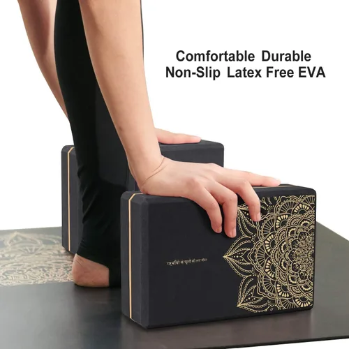 Vista 4 de nuveti Juego de 2 bloques de yoga, bloques de espuma de ladrillos de yoga de alta densidad para mejorar la fuerza, flexibilidad y equilibrio bloques