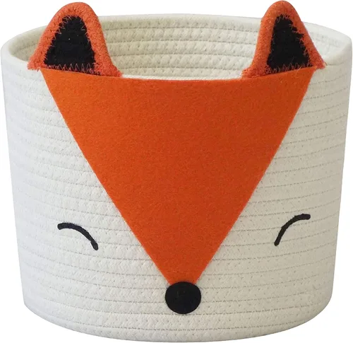 Vista 11 de T&T Homewares Cesta de almacenamiento de zorro naranja, tamaño mediano, multiusos para pañales de bebé, lavandería, habitación de los niños