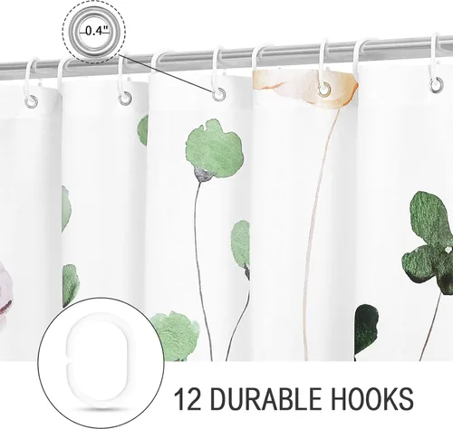 Vista 6 de Gibelle Tapete de baño de felpilla antideslizante, juego de baño con cortina de ducha, alfombra y accesorios, cortina de baño de 72 pulgadas
