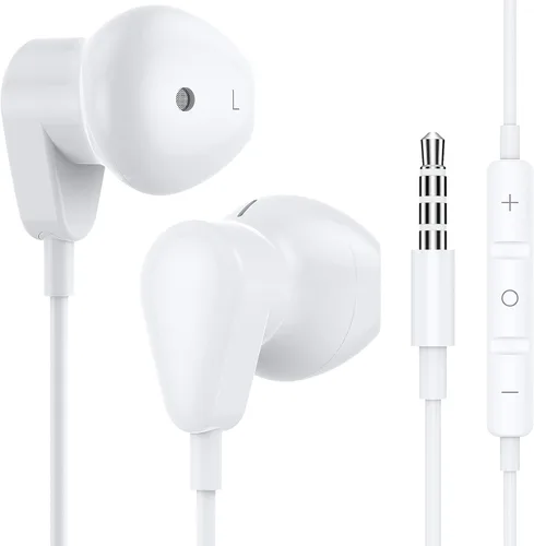 Vista 8 de Auriculares con cable para Samsung Galaxy A15 A14 A13 A12 A11 A20 S9, auriculares con cable de 0.138 in con micrófono, auriculares estéreo de alta