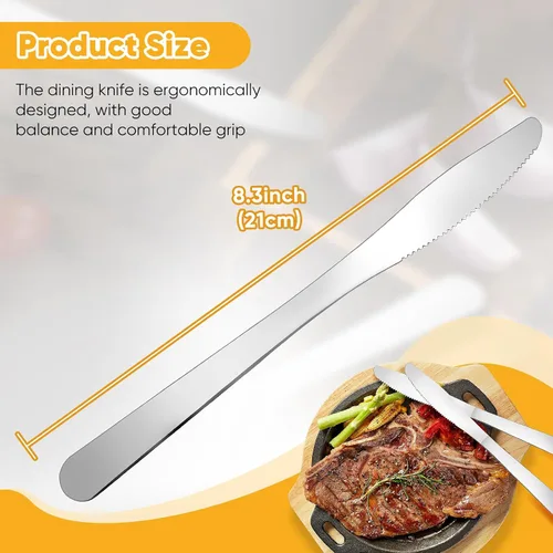 Vista 3 de 150 cuchillos de cena, cuchillo de mantequilla a granel de 8.3 pulgadas, cuchillos de acero inoxidable, cubiertos para mesa, hogar, restaurante