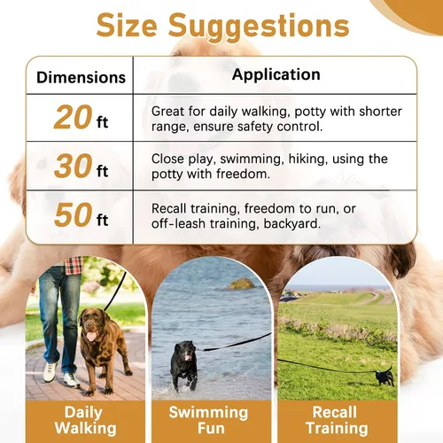 Vista 2 de Prime Pets Correa larga para perro de 30 pies, accesorios para perros de 30 pies de largo, correa de entrenamiento con clicker de entrenamiento