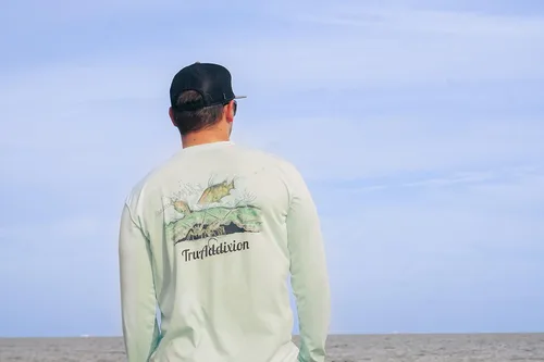 Vista 5 de Camiseta de manga larga Dry Fit que absorbe la humedad UPF 50, protección UV, langosta y pez cerdo, ligera, para pesca al aire libre