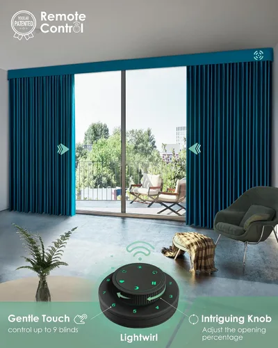 Vista 2 de Yoolax Cortina inteligente XL personalizada compatible con Alexa y Google Home, cortina motorizada recargable con tamaño personalizado remoto