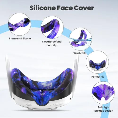 Vista 3 de Compatible with Meta Quest 3 Accessories, VR Silicone Face Cover, VR Shell Cover,Touch Controller Grip Cover,Camera Lens Protector Set Compatible