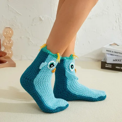 Vista 6 de Calcetines divertidos de animales para niños y adultos, calcetines de punto de tiburón de dibujos animados, calcetines de piso de animales