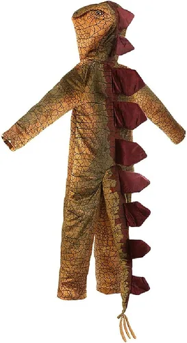 Vista 3 de Quenny Disfraz de dinosaurio de Halloween para niños, disfraz de cosplay de estegosaurio, overol con capucha.