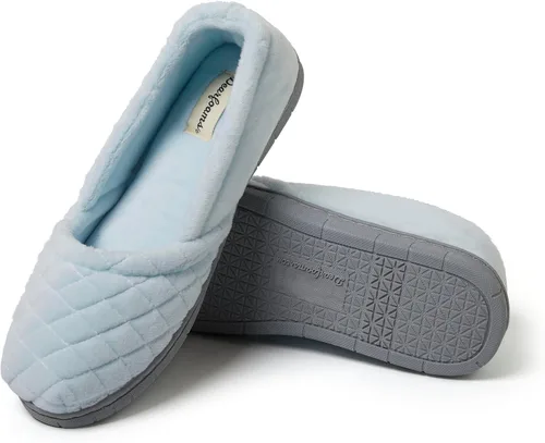 Vista 2 de Dearfoams Women's Katie Velour Secure-fit Closed Back Memory Foam Comfort Slip on Loafer with Rubber Sole Slipper