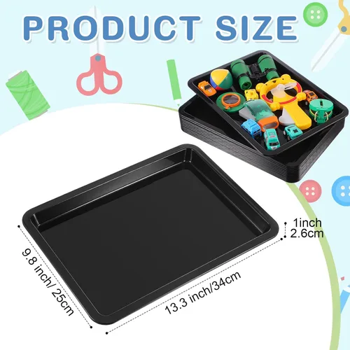 Vista 2 de Zonon 12 Pcs Plastic Art Trays 13.4 x 9.8 x 1 Inch Back to School Supplies Colorful Art Trays Stackable Activity Tray Office Storage Container for