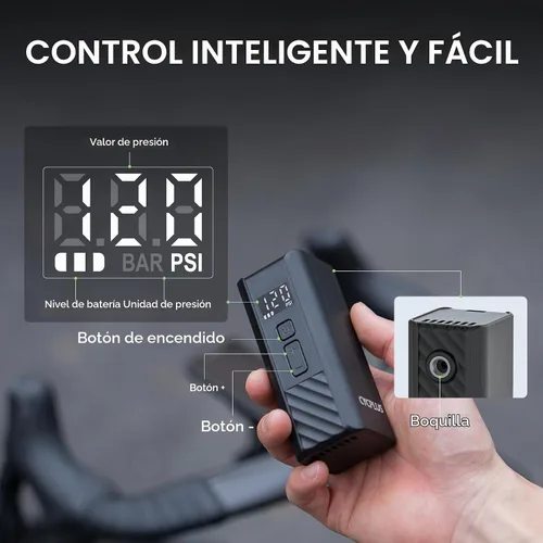 Vista 7 de CYCPLUS Bomba eléctrica para bicicleta, A3Mini, 120 PSI, motor sin