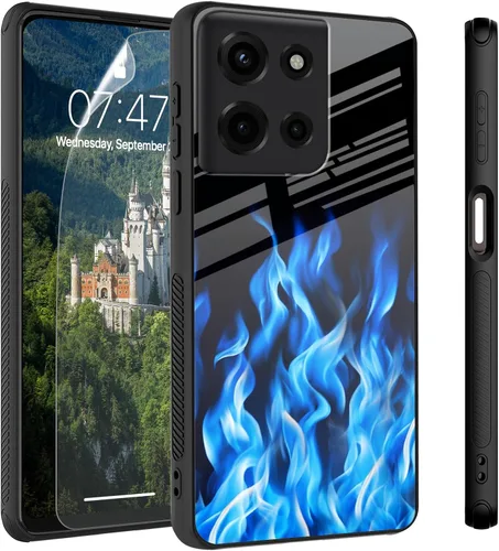 Vista 7 de Funda para Motorola Moto Edge 2022, cubierta trasera de vidrio templado con protector de pantalla, funda protectora a prueba de golpes para Motorola