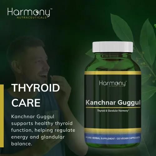 Vista 2 de Kanchnar Guggul - Armonía tiroidea y glandular - 120 cápsulas veganas - Resina Harmony Nutraceuticals Guggul