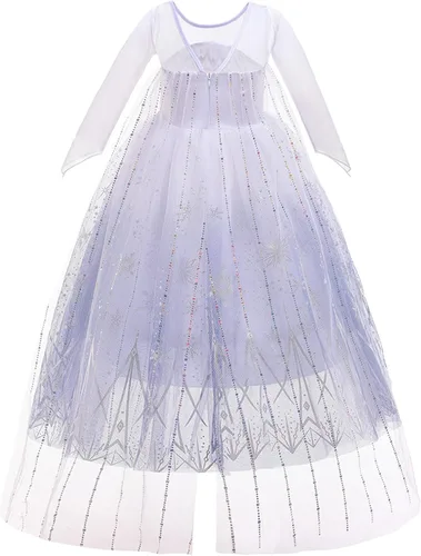 Vista 3 de TSIZFXI Elsa - Vestidos de princesa para niñas, fiesta de cumpleaños con accesorios de 3 a 8 años