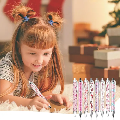 Vista 5 de Ireer 8 bolígrafos de bola para mujeres 1.00 mm de tinta negra lindos y elegantes, bolígrafos de punta fina de escritura suave para estudiantes