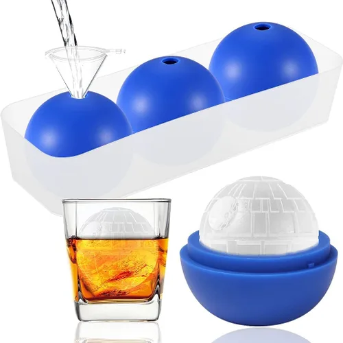 Vista 9 de Star Wars - Molde para cubitos de hielo de estrella de la muerte, molde redondo para cubitos de hielo para whisky, bourbon, cócteles