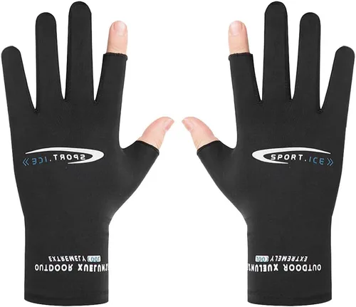Vista 2 de PURFUN Guantes de conducción de protección solar anti-UV para hombres y mujeres, delgados, transpirables, de alta elasticidad, guantes deportivos
