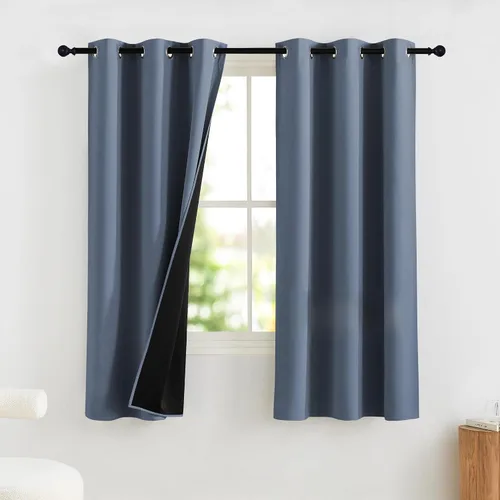 Vista 81 de NICETOWN Cortinas 100% Opacas Cortas de 36 Pulgadas de Largo para Dormitorio, Privacidad Aislamiento Térmico con Ojales Cortinas de Ventana