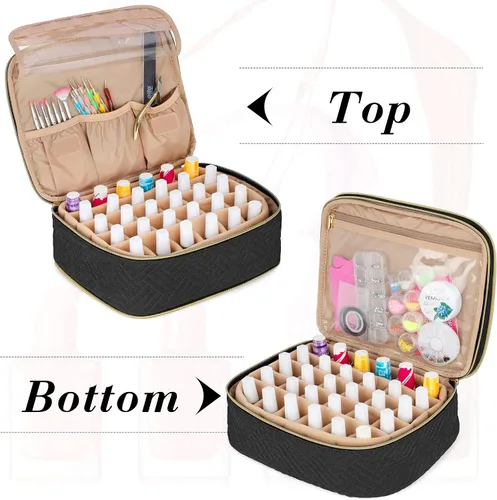 Vista 2 de LUXJA Organizador de esmalte de uñas desmontable de 2 capas, 60 botellas, Negro Se adapta a botellas de esmalte de uñas de 0.5 onzas líquidas