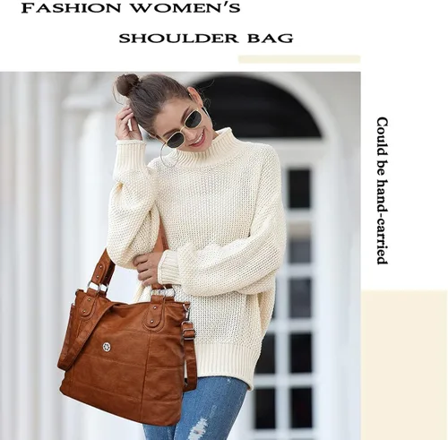 Vista 7 de Angel Kiss Hobo - Bolsos de hombro para mujer, grandes, suaves, de piel sintética lavada, a rayas, bolsos cruzados