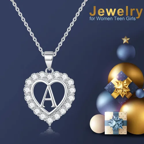 Vista 6 de Infinity Heart Necklaces for Women, S925 Sterling Silver Initial Necklace Womens Jewelry Mothers Day Gifts Girls Valentines Gifts for Her Christmas
