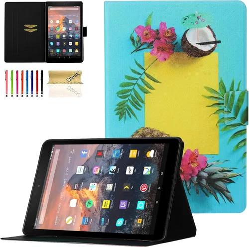 Vista 21 de Dteck - Funda para tablet Kindle Fire 7, funda protectora completa con función atril ajustable y función de encendido y apagado automático