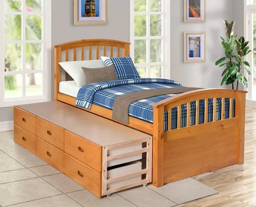 Vista 4 de Cama doble con almacenamiento, con cama corrediza y cajones para invitados