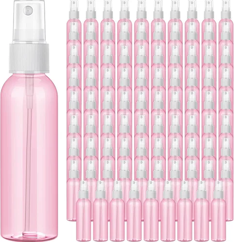 Vista 7 de Tanlade 100 botellas pequeñas de spray de 2 onzas rellenables, mini Spritzer, botella de plástico vacía transparente, recargable, reutilizable, Negro