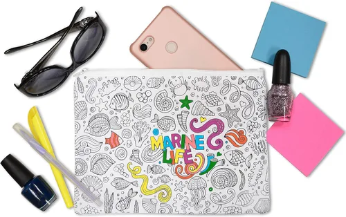 Vista 3 de VHALE Paquete de 2 fundas para lápices para colorear y bolígrafos, bolsa de papelería con cremallera, artes y manualidades para el aula, juguetes