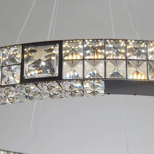 Vista 8 de Candelabro LED de anillo dorado para sala de estar, comedor y dormitorio, lámparas de cristal modernas, iluminación colgante, lámparas ajustables