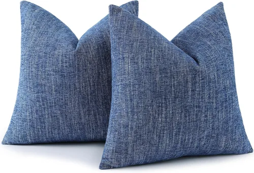 Vista 14 de decorUhome Juego de 2 fundas de almohada decorativas de felpilla otoñal de 12 x 20 pulgadas, fundas de almohada lumbares de granja neutra con Azul