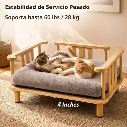 Vista 3 de Summark Cama elevada para gatos con colchón de felpa