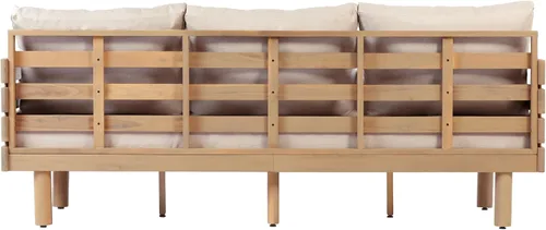 Vista 12 de Christopher Knight Home Levi - Sofá de 3 plazas de madera de acacia para exteriores con cojines, moderno sofá de patio de madera maciza de mediados