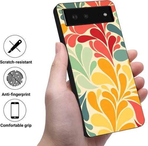 Vista 3 de Funda protectora de TPU compatible con Google Pixel 6, diseño botánico hippie groovy vintage abstracto a prueba de golpes con diseño único