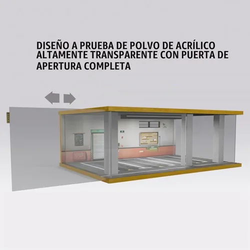 Vista 5 de Vitrina de diorama de coche fundido a presión a escala 1/24 con cubierta acrílica transparente e iluminación LED para modelos de automóviles
