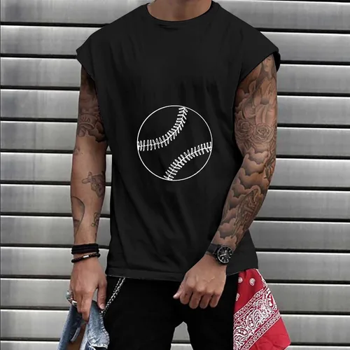 Vista 2 de Camisetas Mangas Estampado de béisbol Deportivo Hombre Camiseta Mangas Cuello Redondo Blusa tipo túnica Deportiva